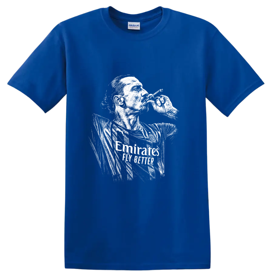 Retro soccer portrait of Zlatan Ibrahimović style graphic T - Royal (Blue)