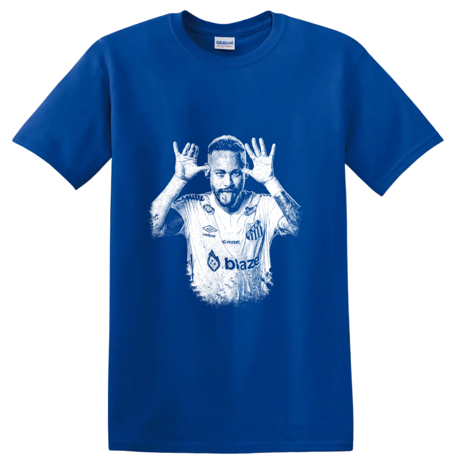 Retro soccer player portrait of Neymar Jr legend style T Shirt - Royal (Blue)