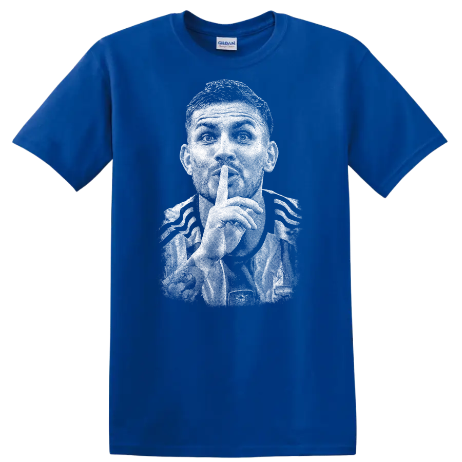 Retro soccer player portrait of Leandro Paredes on T - Royal (Blue)
