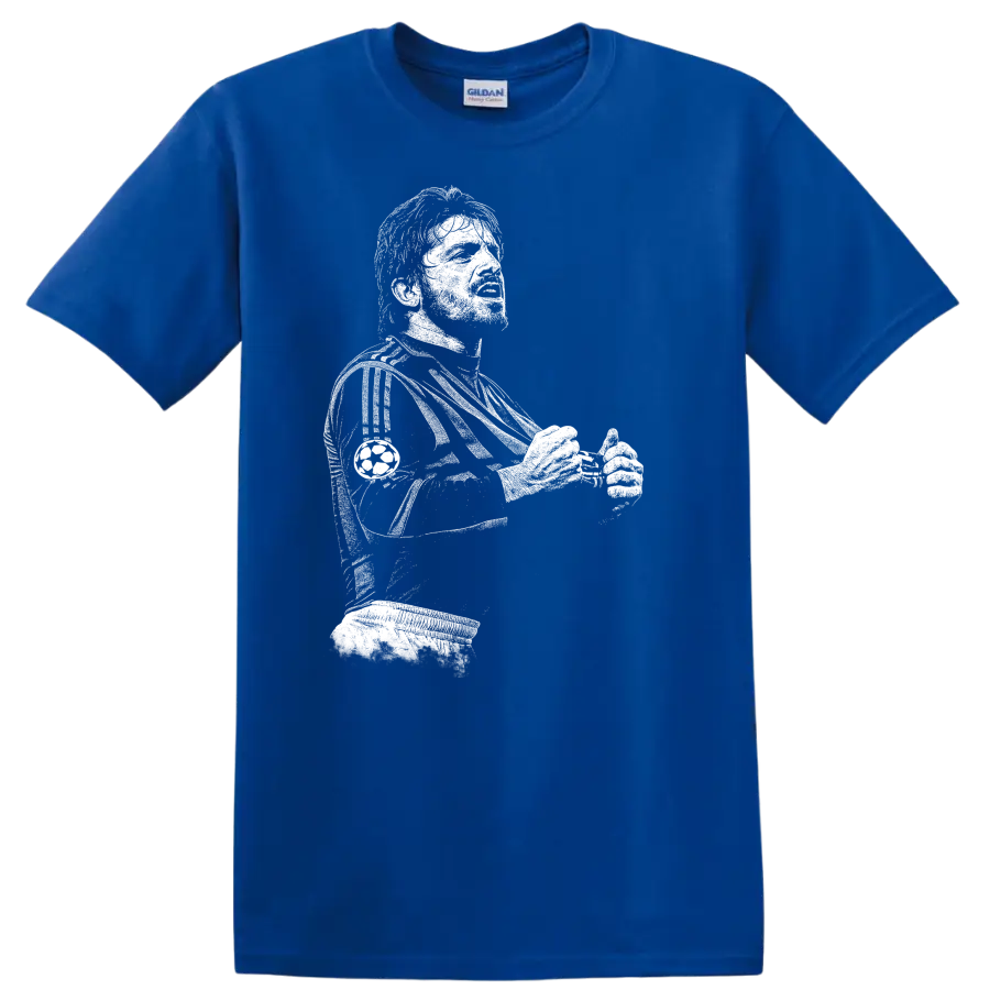 Retro black and white pixel portrait of Gennaro Gattuso soccer legend T - Royal (Blue)