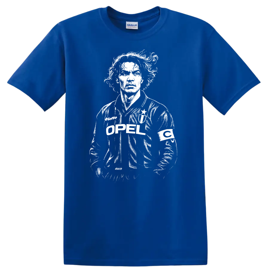 Retro soccer player portrait in vintage legend style T - Royal (Blue)