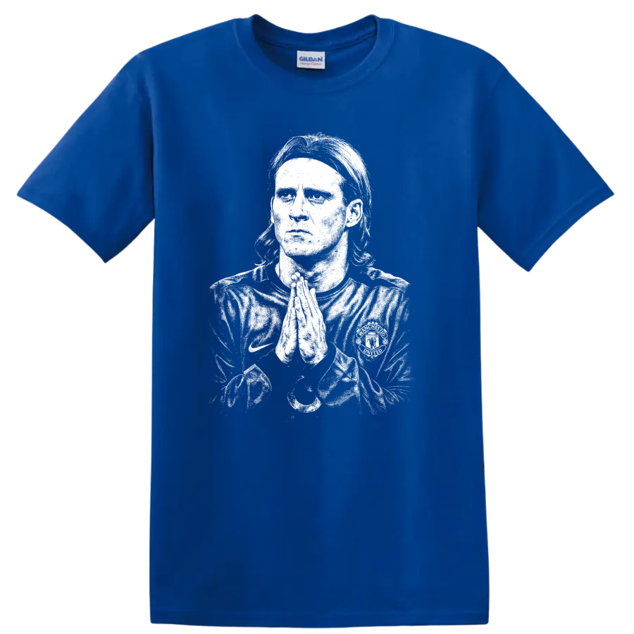 Retro soccer portrait graphic of Diego Forlán legend style on T - Royal (Blue)