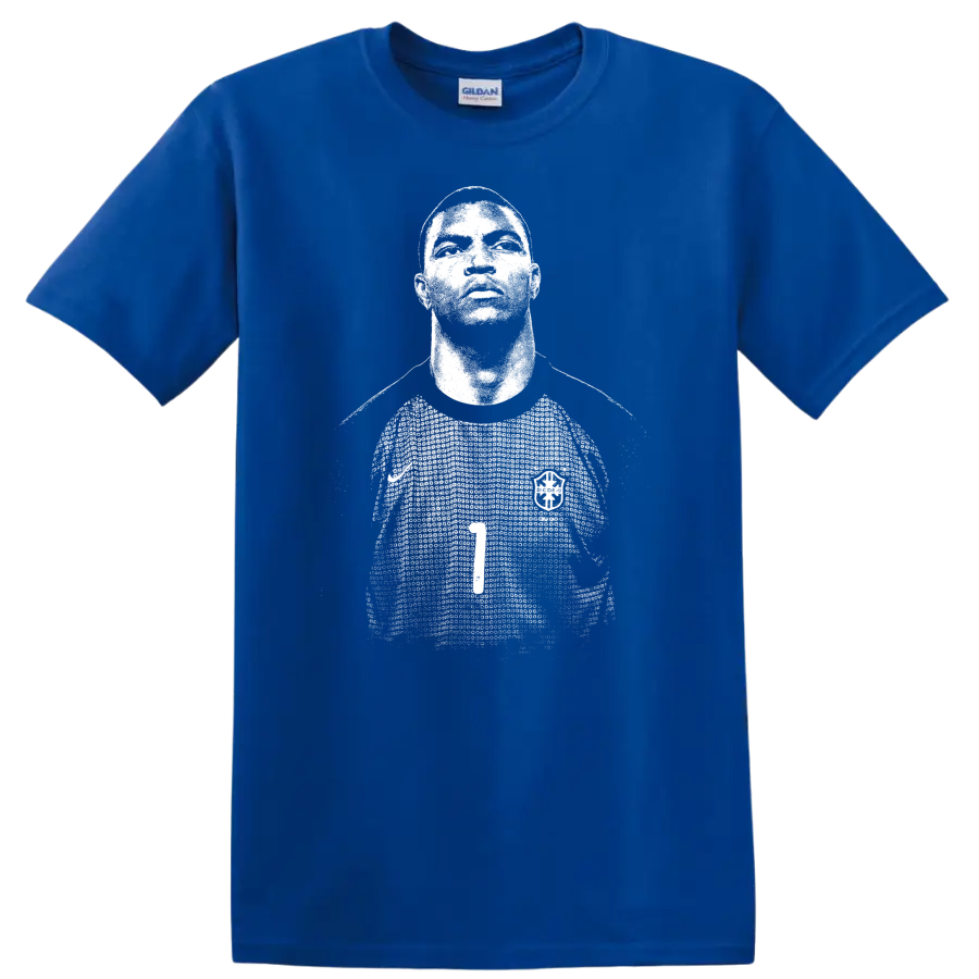 Retro soccer portrait style graphic of Nelson de Jesus Silva - Royal (Blue)