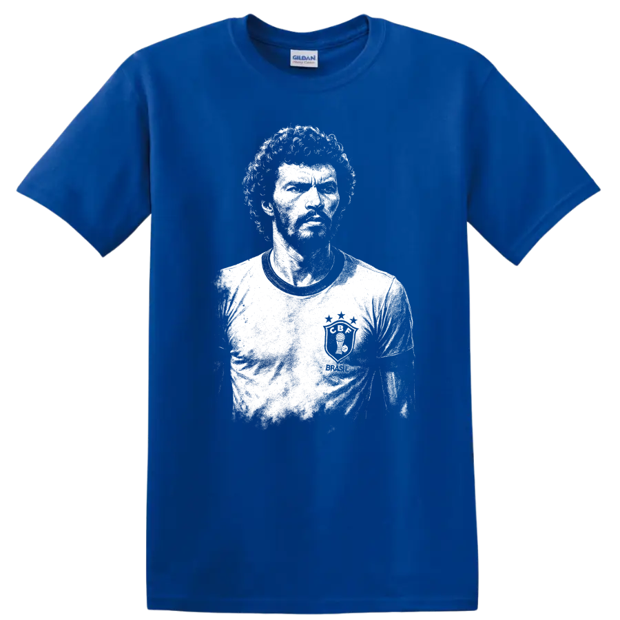 Retro black and white portrait of Sócrates Brasileiro T Shirt - Royal (Blue)