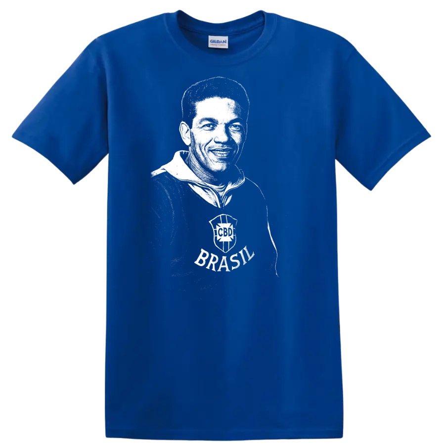 Black and white retro soccer legend portrait graphic T - Royal (Blue)