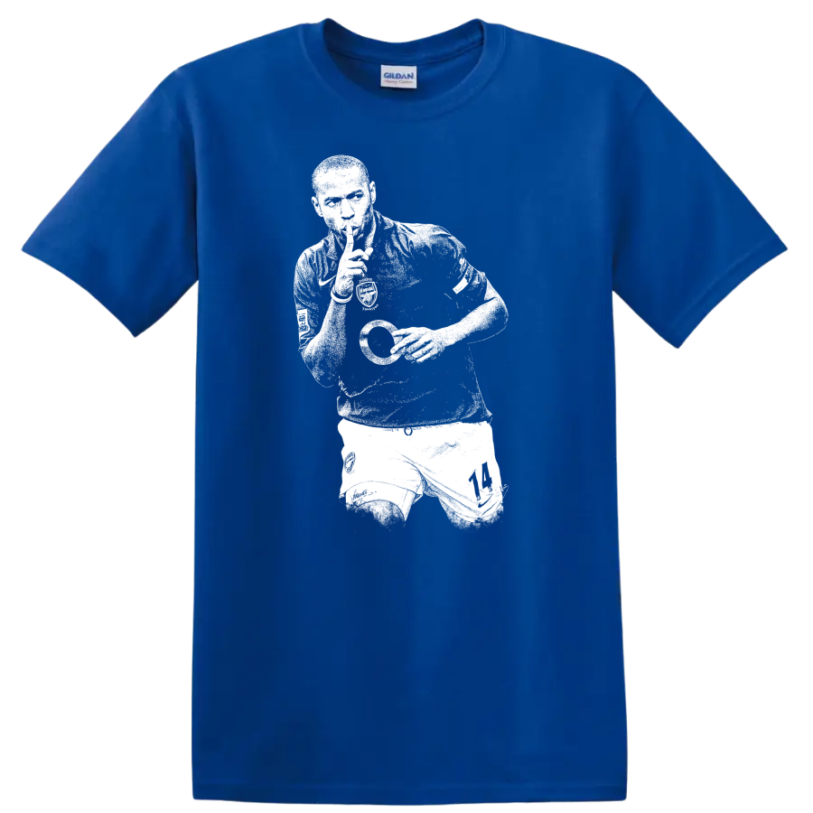 Retro soccer legend portrait style Thierry Henry T Shirt - Royal (Blue)