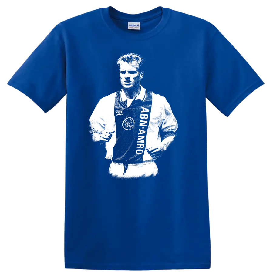 Retro black and white Dennis Bergkamp portrait T Shirt - Royal (Blue)