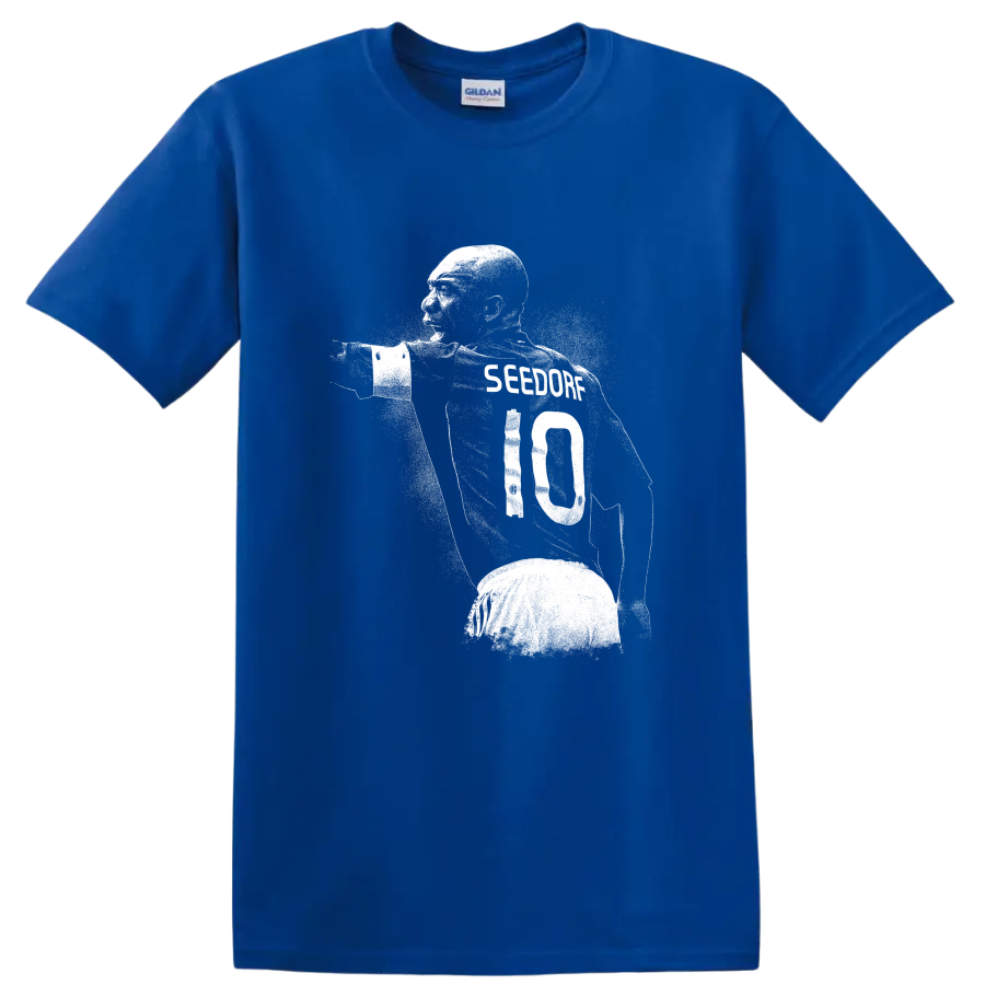 Retro soccer portrait design of Clarence Seedorf style T - Royal (Blue)