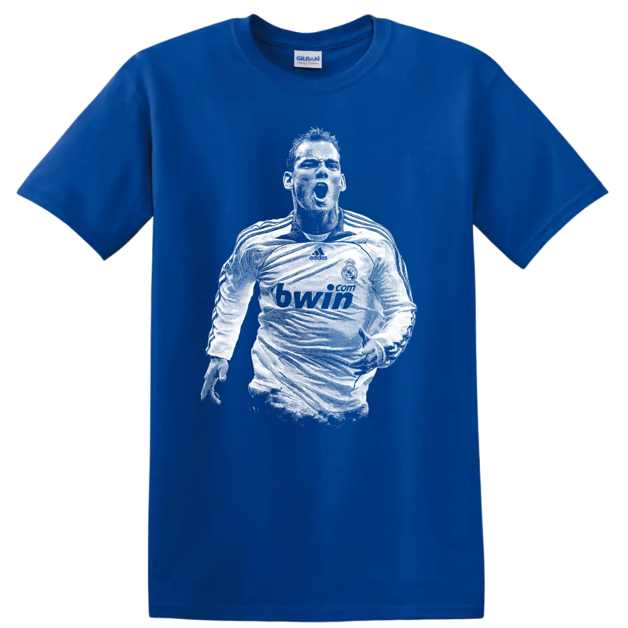 Retro pixel-style Cristiano Ronaldo portrait T shirt - Royal (Blue)