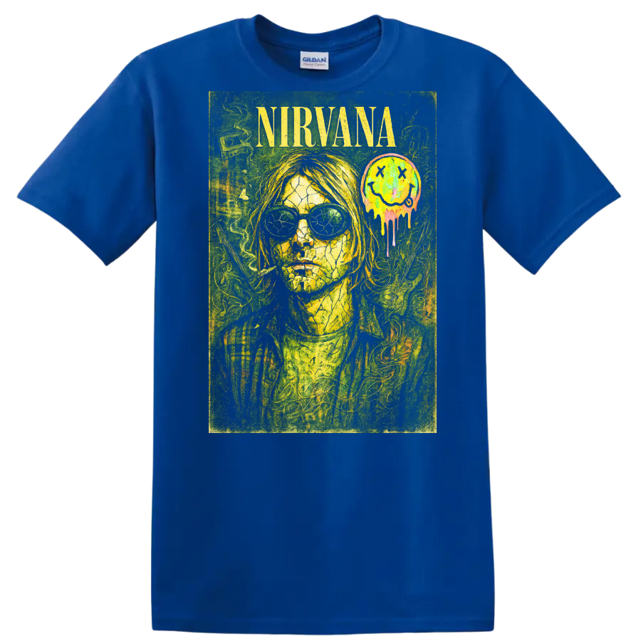 Nirvana Retro Rock Album Cover Legend Style T Shirt - Royal (Blue)