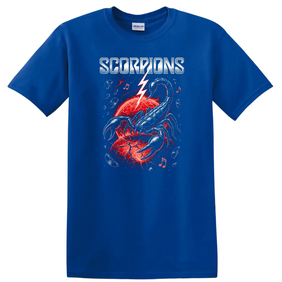 Scorpions Retro Rock Heavy Metal Album Style T Shirt - Royal (Blue)
