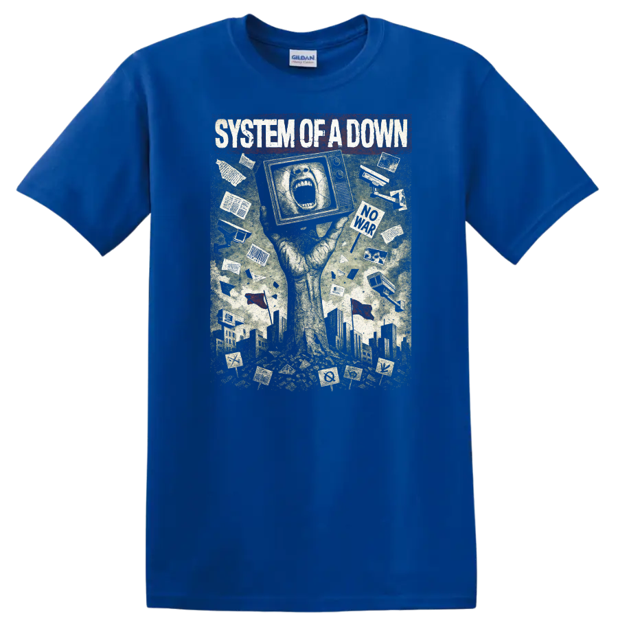 System of a Down Retro Heavy Metal Album Cover T Shirt - Royal (Blue)