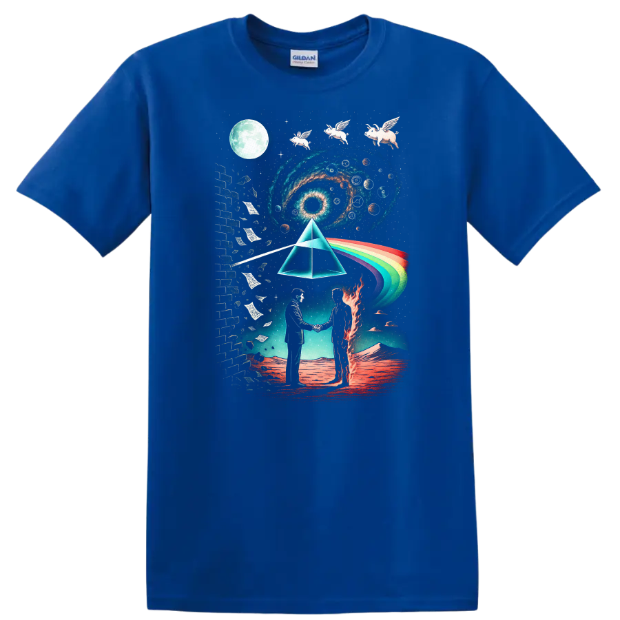 Retro Rock Cosmic Prism Heavy Metal Album Cover T Shirt - Royal (Blue)
