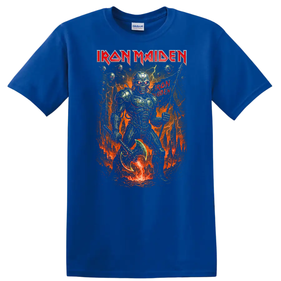 Iron Maiden Retro Heavy Metal Album Cover Style T Shirt - Royal (Blue)