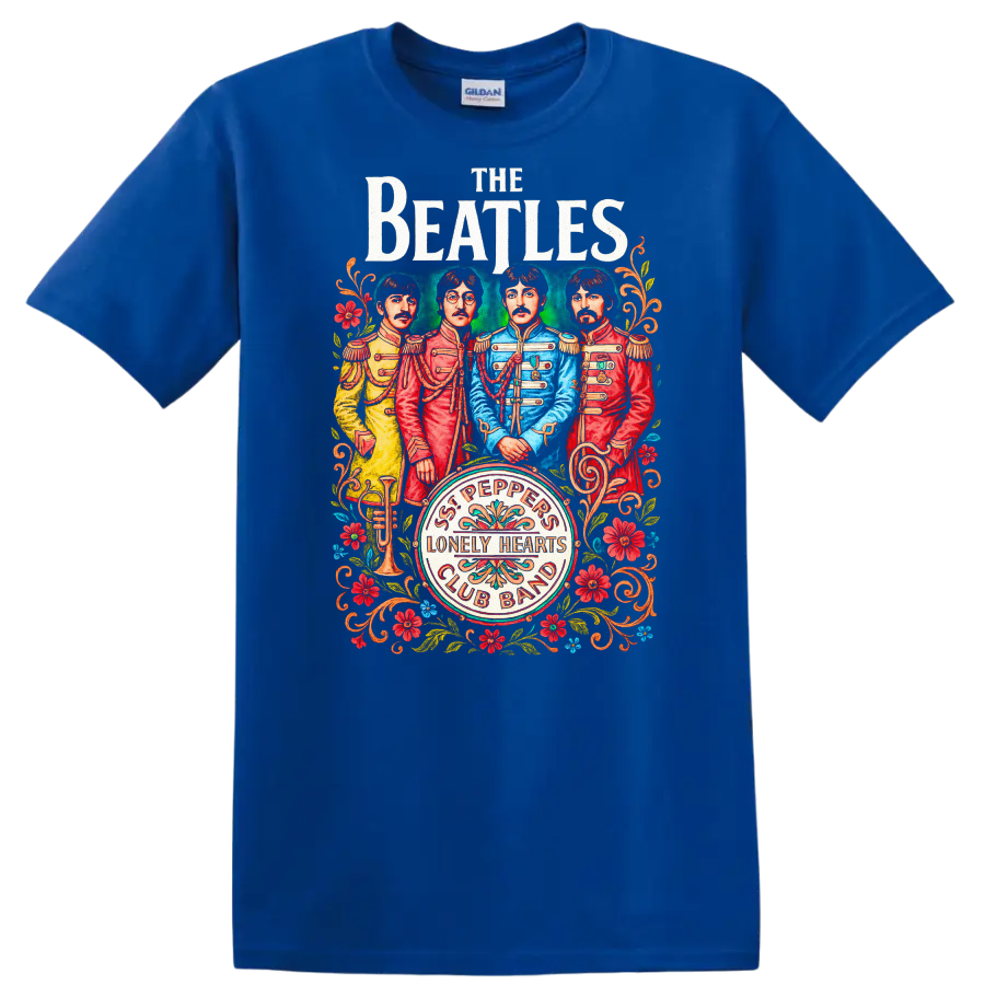 The Beatles Sgt. Pepper Inspired Retro Rock Legend T Shirt - Royal (Blue)