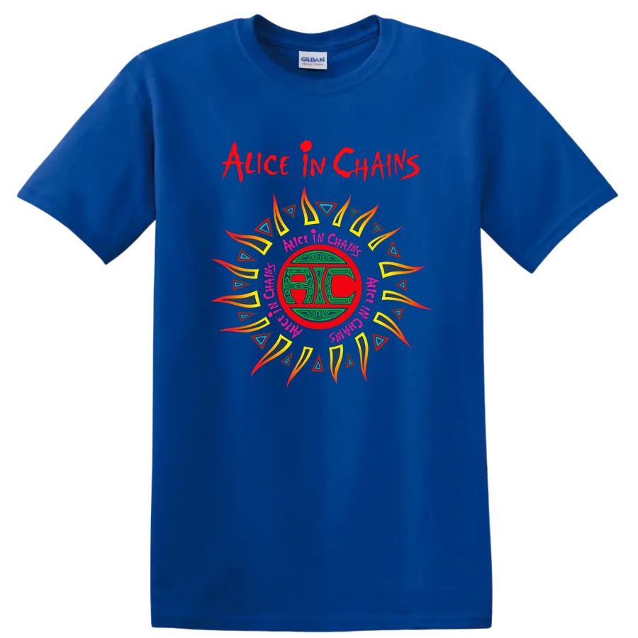Alice In Chains Retro Heavy Metal Album Art T Shirt - Royal (Blue)