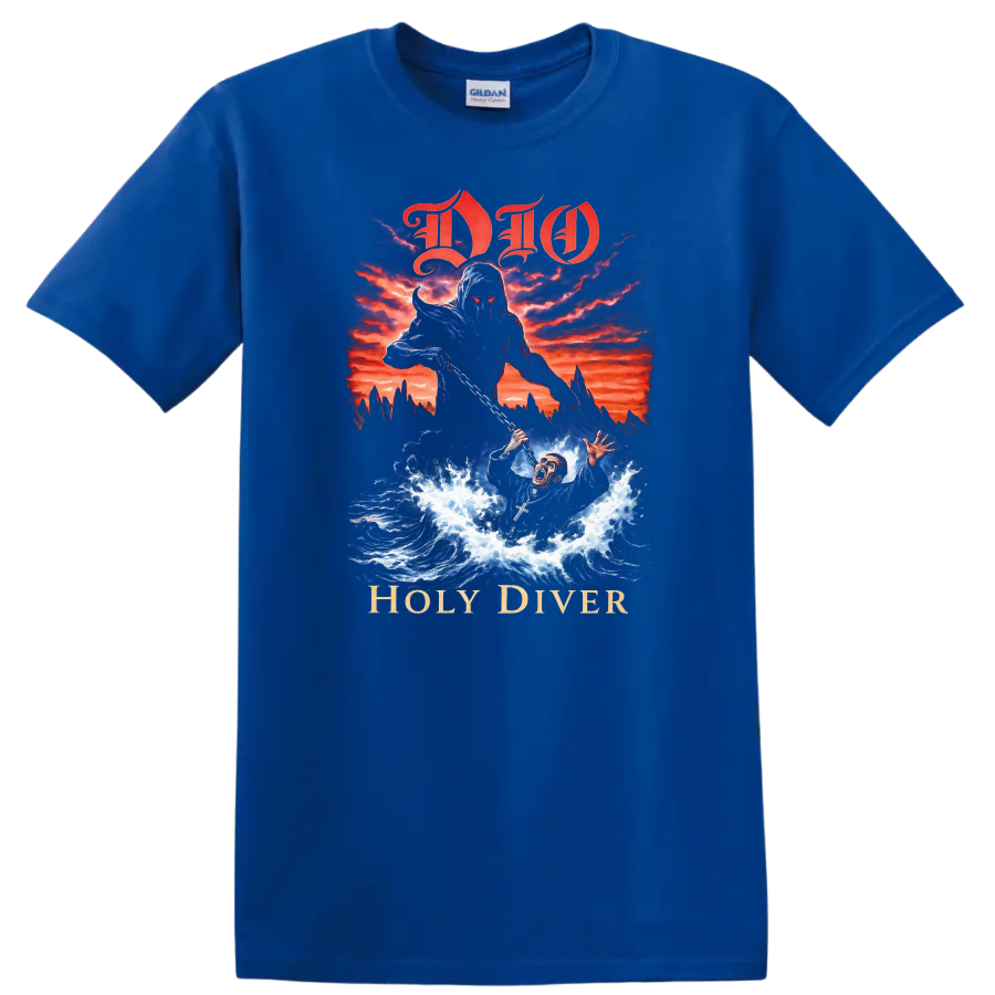 DIO Holy Diver Retro Heavy Metal Album Cover T Shirt - Royal (Blue)