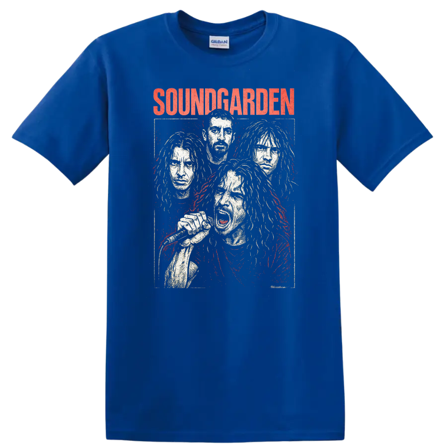 Soundgarden Retro Heavy Metal Album Cover Style T Shirt - Royal (Blue)