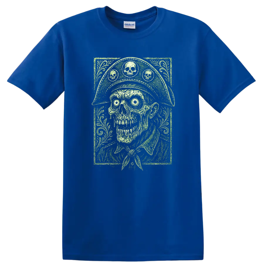 Retro Skull Heavy Metal Legend Graphic T Shirt for Rock Fans - Royal (Blue)