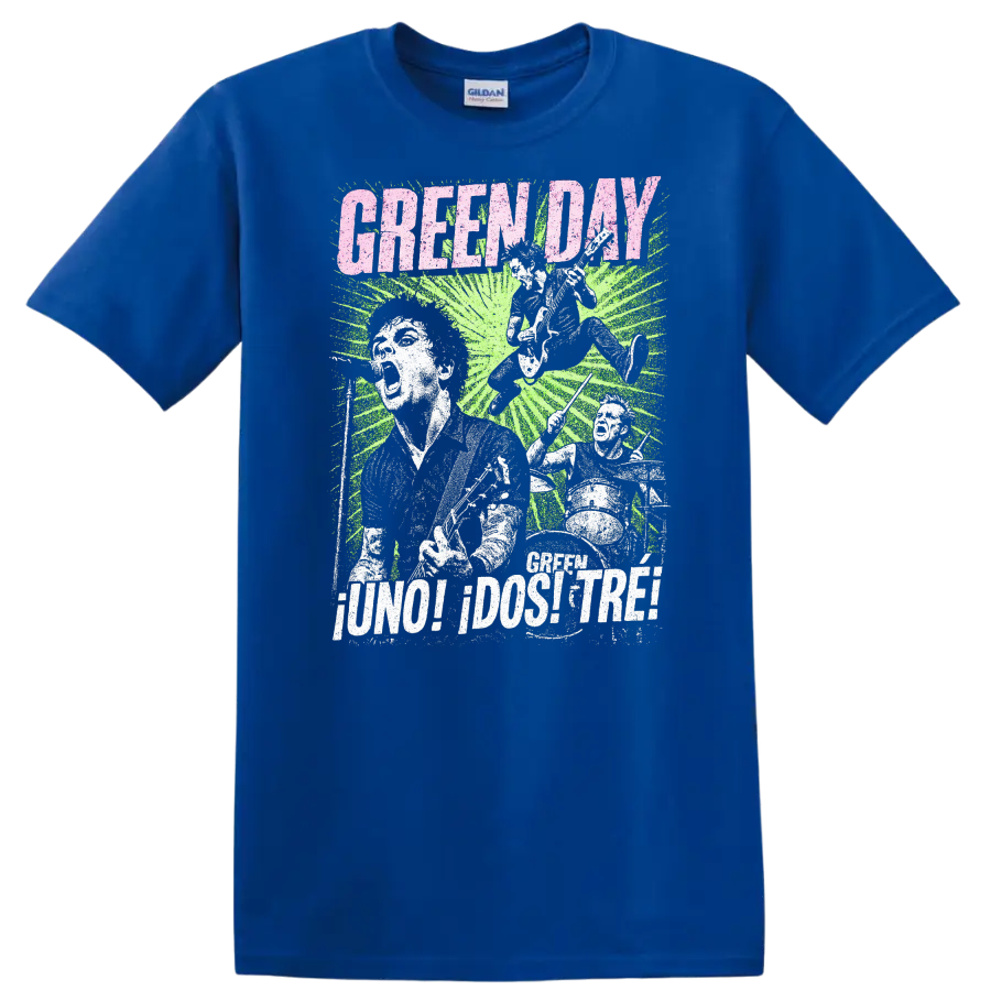 Green Day Punk Rock Retro Heavy Metal Album Style T Shirt - Royal (Blue)