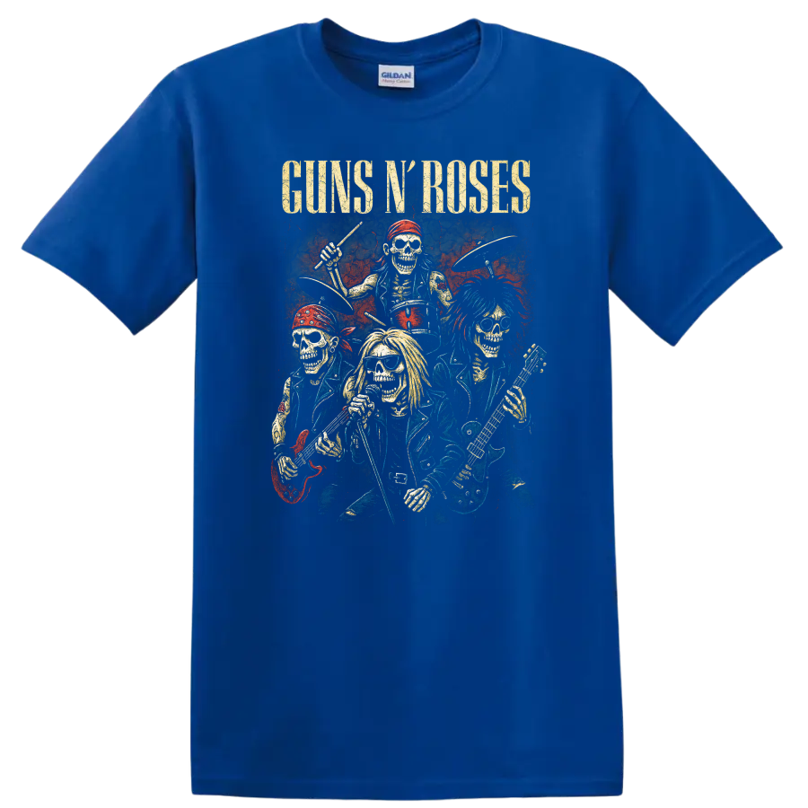 Guns N' Roses Retro Heavy Metal Band Album Cover Style T Shirt - Royal (Blue)