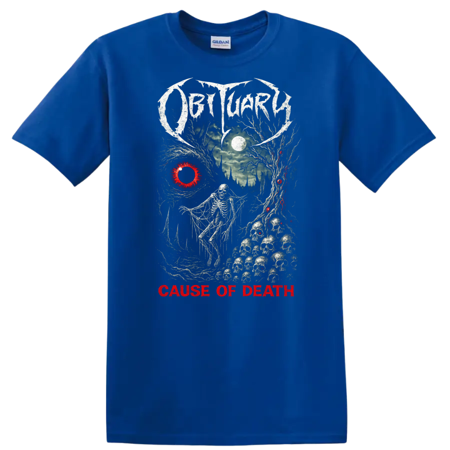 Death Metal Cause of Death Retro Heavy Metal Album Cover T Shirt - Royal (Blue)