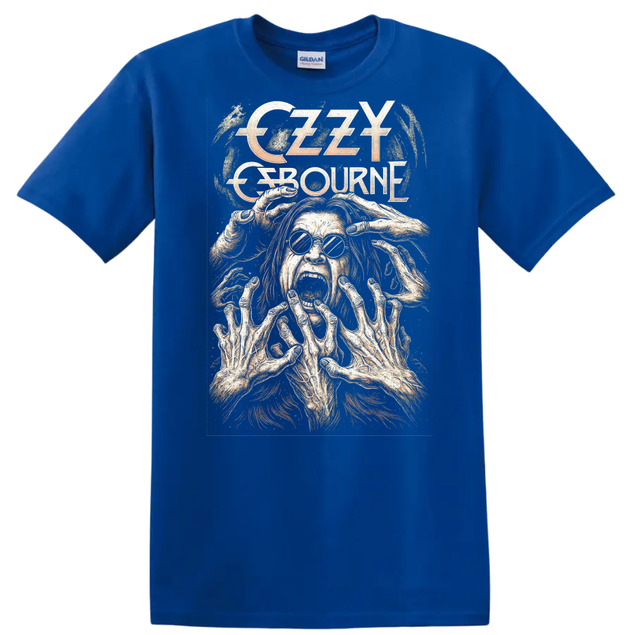 Creepy Retro Rock Legend Horror Face Album Cover Style T Shirt - Royal (Blue)