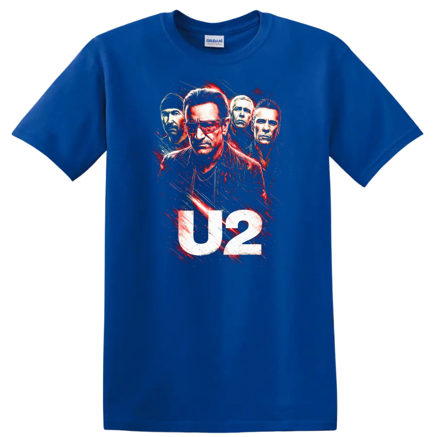 U2 Retro Rock Heavy Metal Album Cover Style T Shirt - Royal (Blue)