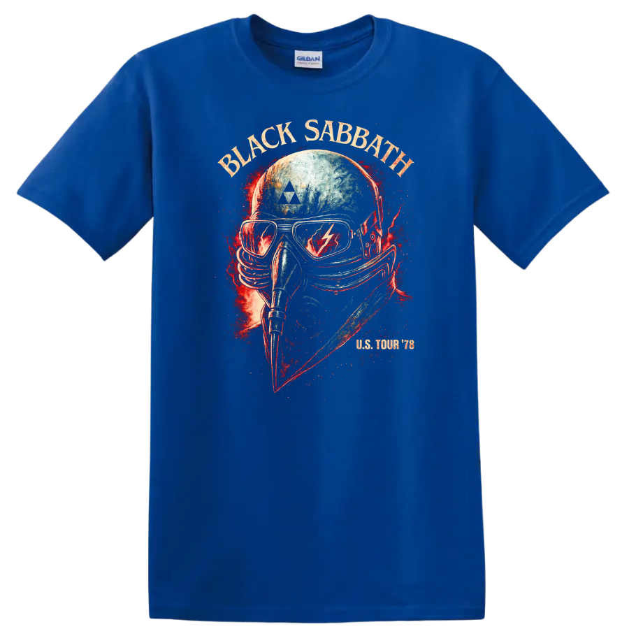 Black Sabbath Retro Heavy Metal Album Style T Shirt for Rock Fans - Royal (Blue)