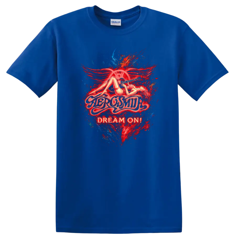 Retro Rock Dream On Heavy Metal Legend Style T Shirt - Royal (Blue)