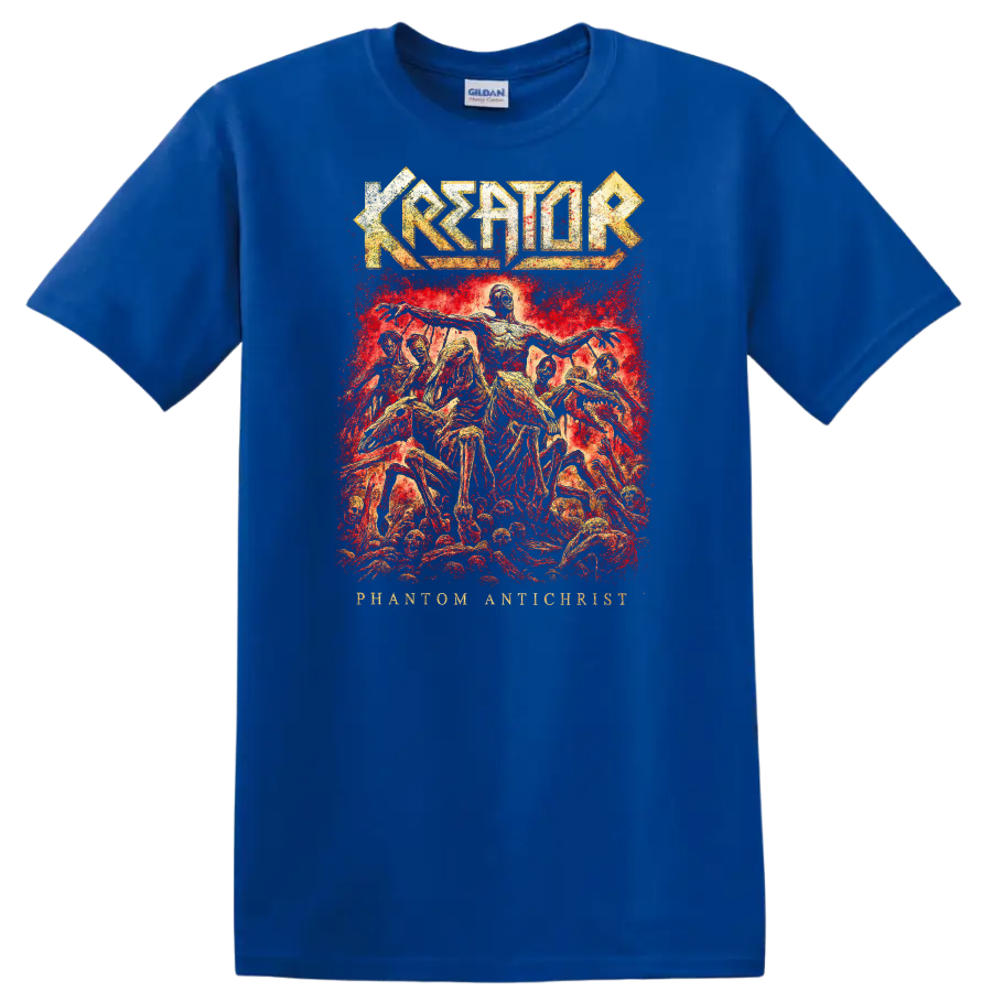 Kreator Phantom Antichrist Retro Heavy Metal Album Cover T Shirt - Royal (Blue)