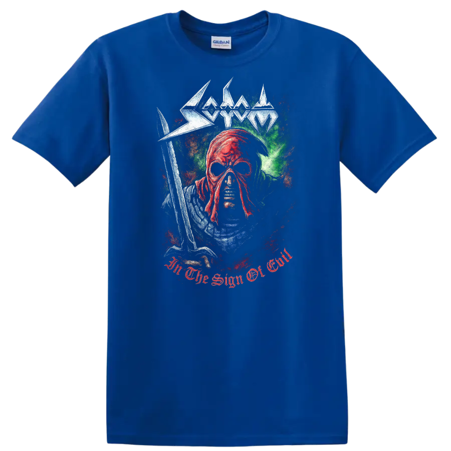 Retro Heavy Metal Skull Band Style T Shirt Gothic Rock Legend Art - Royal (Blue)
