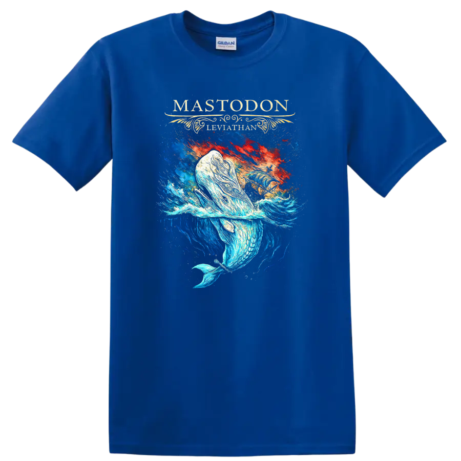 Mastodon Leviathan Retro Heavy Metal Album Art T Shirt - Royal (Blue)