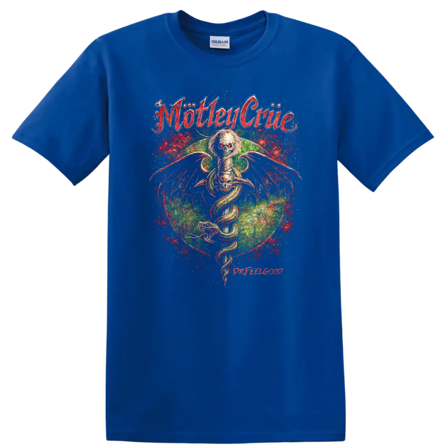 Motley Crue Retro Heavy Metal Album Cover Legend Style T Shirt - Royal (Blue)
