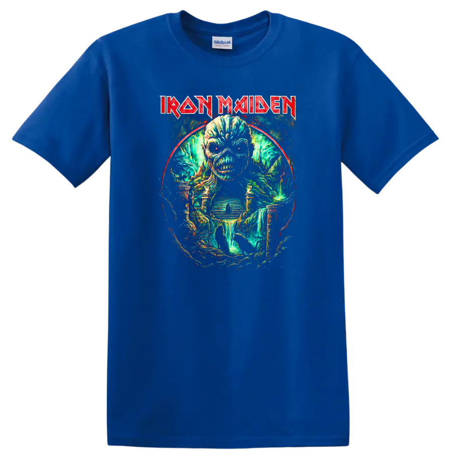 Iron Maiden Heavy Metal Album Art Skull T Shirt Retro Rock Legend - Royal (Blue)