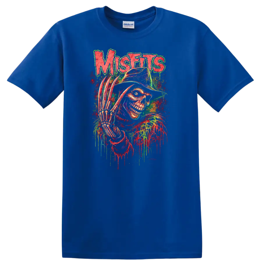 Misfits Retro Heavy Metal Skull T Shirt Neon Album Cover Legend - Royal (Blue)