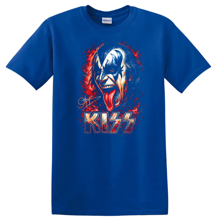 KISS Retro Rock Heavy Metal Face Paint Album Style T Shirt - Royal (Blue)