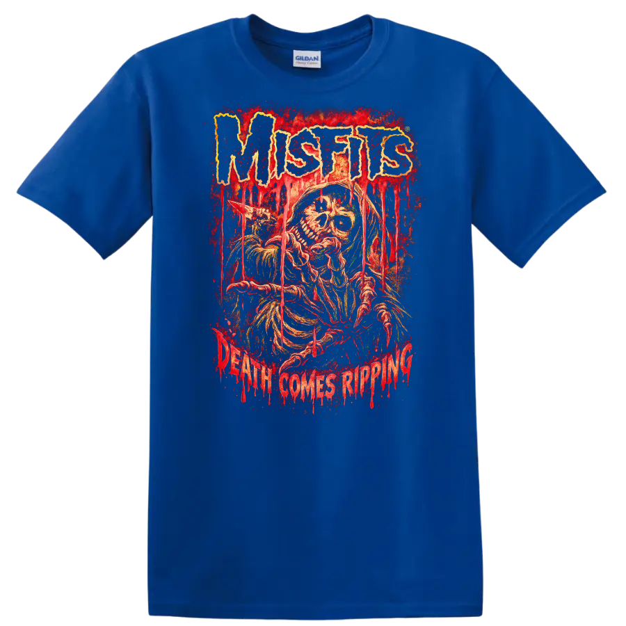 Misfits Horror Skull Heavy Metal Retro Rock T Shirt - Royal (Blue)