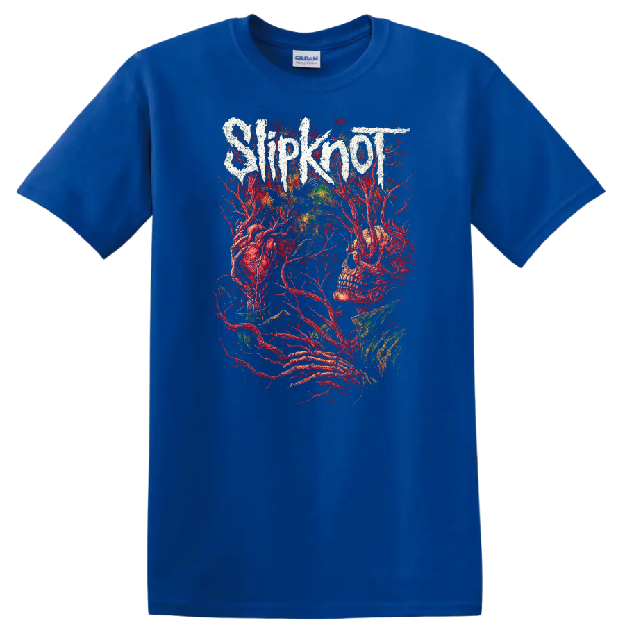 Slipknot Heavy Metal Band Logo Style T Shirt Retro Rock Graphic - Royal (Blue)