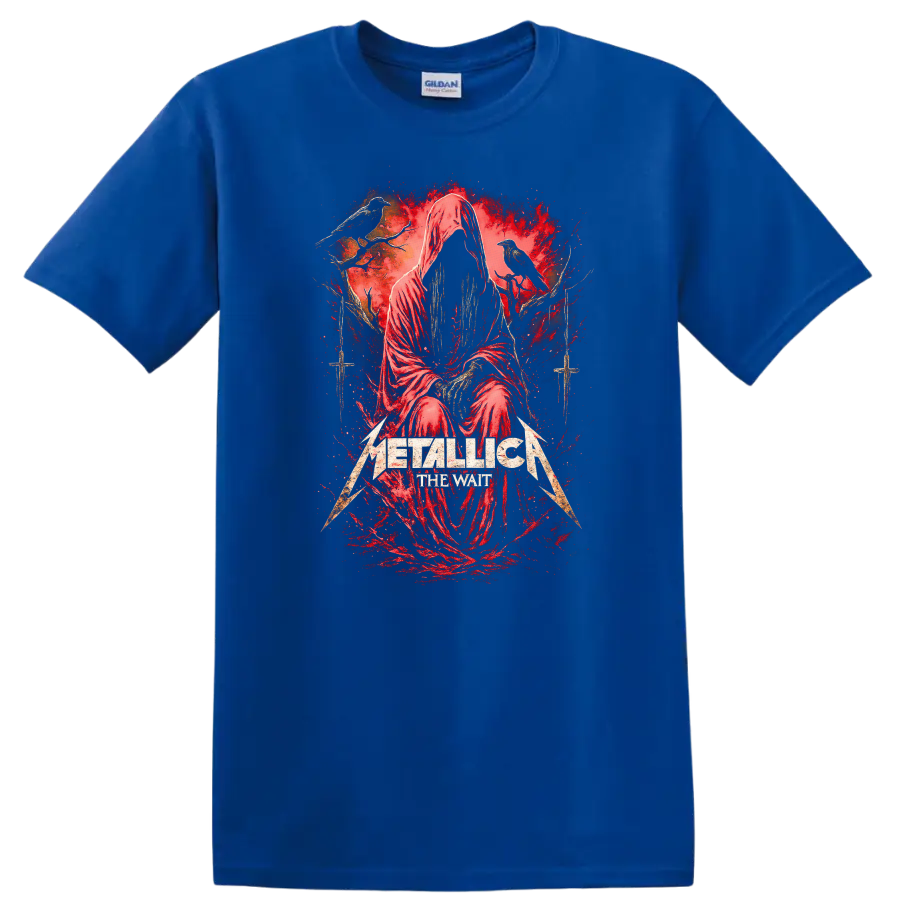 Metallica The Wait Retro Heavy Metal Album Art T Shirt - Royal (Blue)
