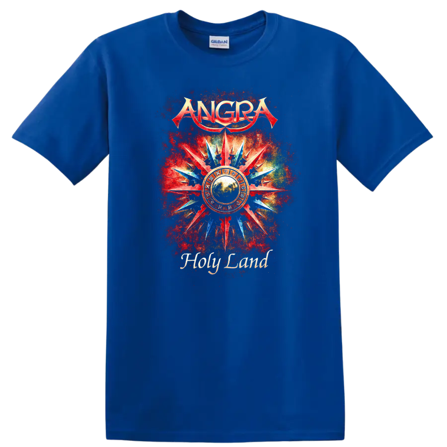 ANGRA Holy Land Retro Heavy Metal Album Art T Shirt - Royal (Blue)