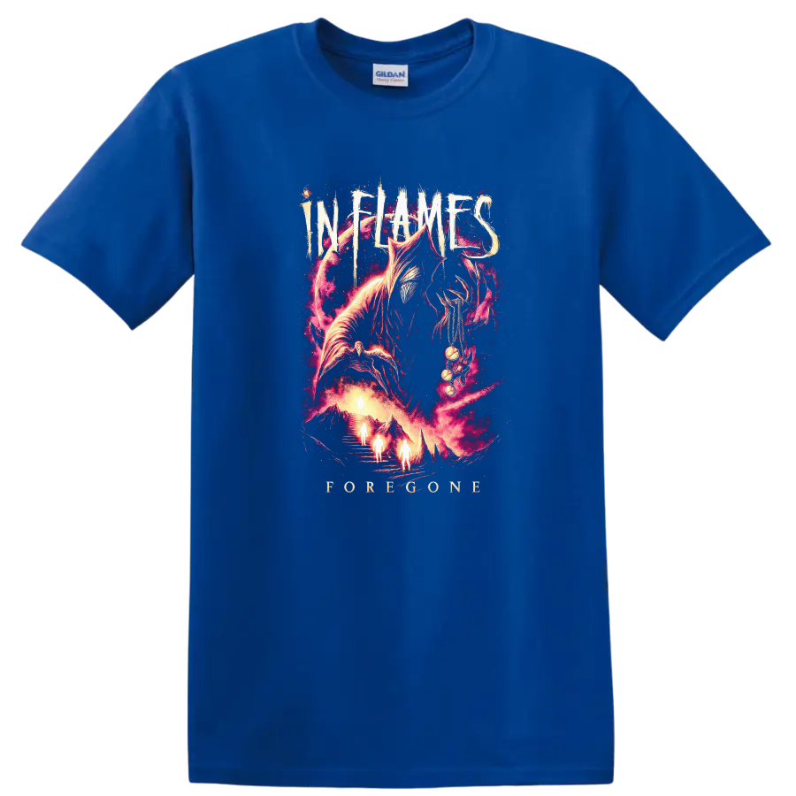 INFAMOUS Forever Retro Heavy Metal Album Art T Shirt - Royal (Blue)