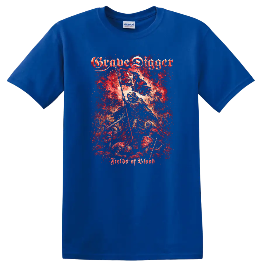 Grim Reaper Retro Heavy Metal Album Cover Legend Style T Shirt - Royal (Blue)