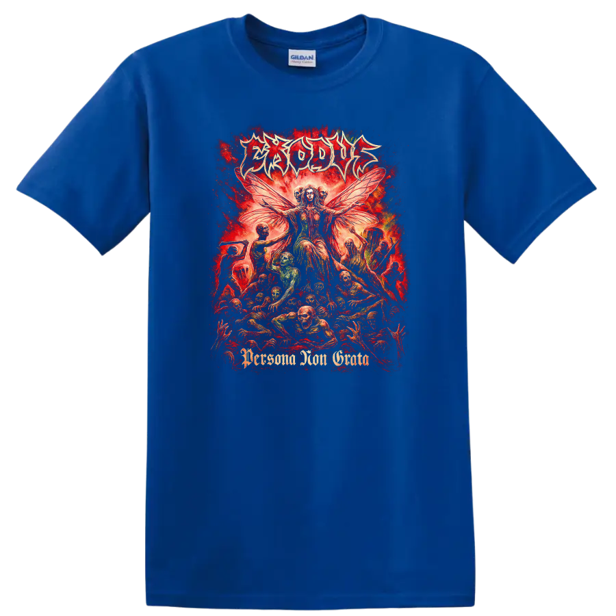 Erosus Retro Heavy Metal Album Cover Style T Shirt Red Gothic Art - Royal (Blue)