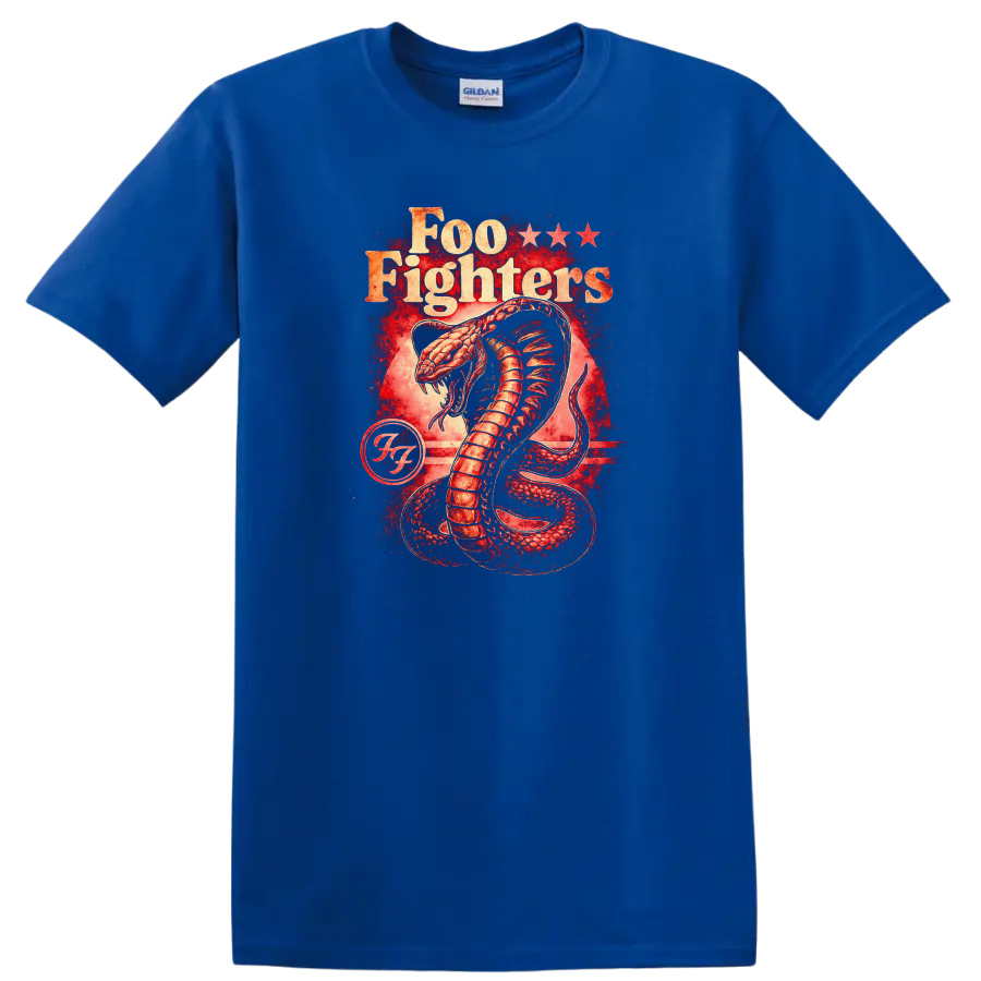 Foo Fighters Retro Heavy Metal Cobra Album Cover Style T Shirt - Royal (Blue)