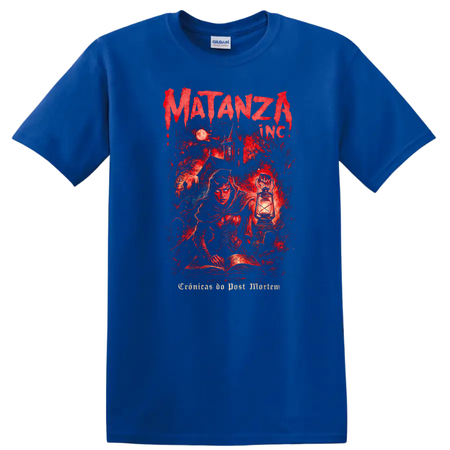 Matanza Inc Retro Heavy Metal Band Album Cover Style T Shirt - Royal (Blue)