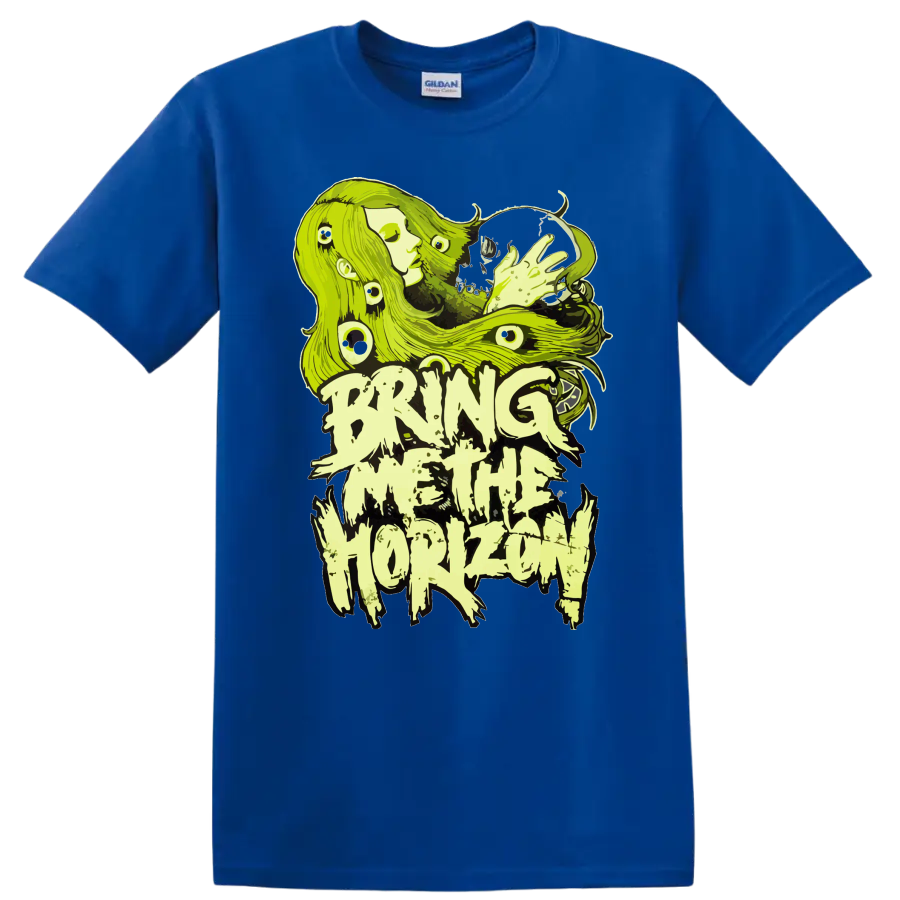 Neon green Bring Me The Horizon inspired horror-metal graphic T - Royal (Blue)