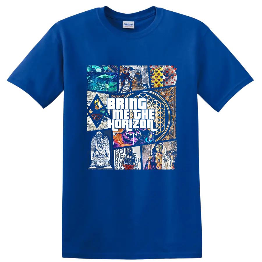 Bring Me The Horizon rock metal collage graphic print T - Royal (Blue)