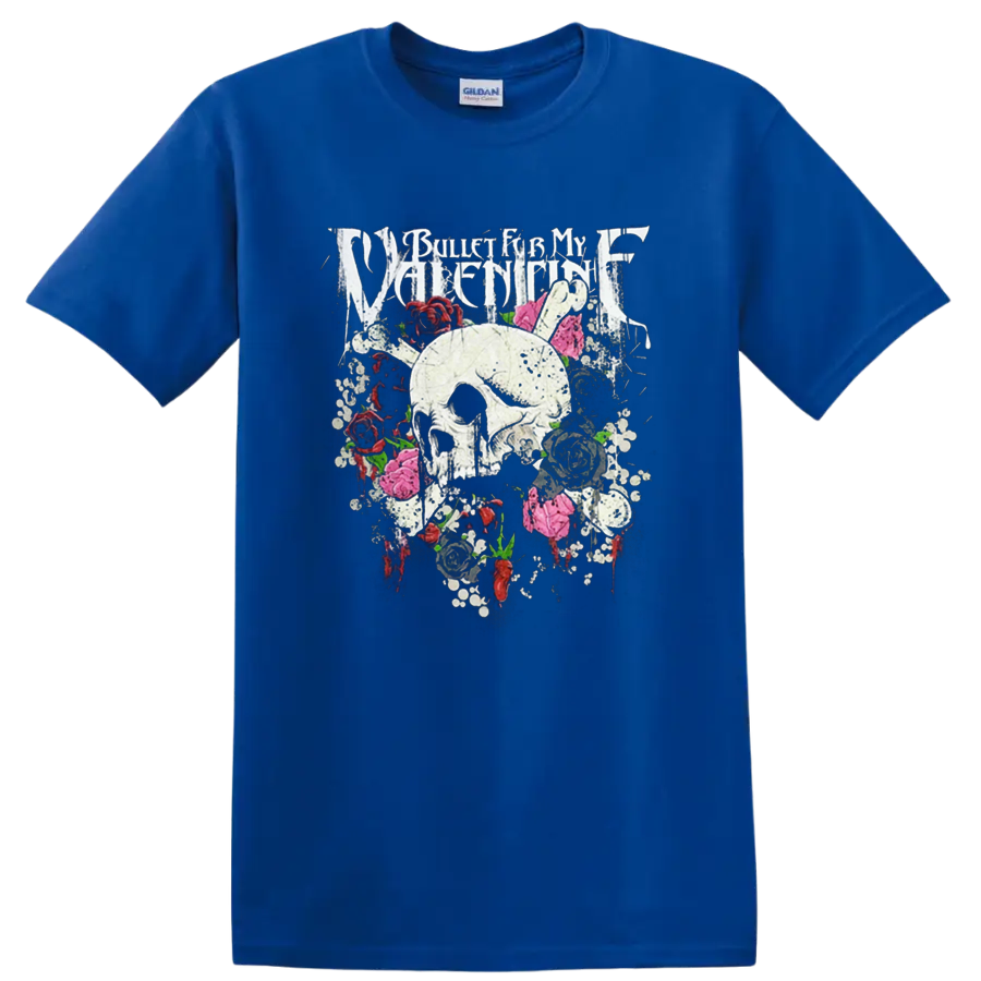 Bullet for My Valentine skull and roses graphic print T - Royal (Blue)