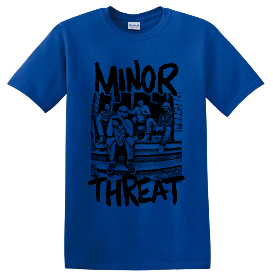 Minor Threat hardcore punk band graphic print on a Royal (Blue) T Shirt